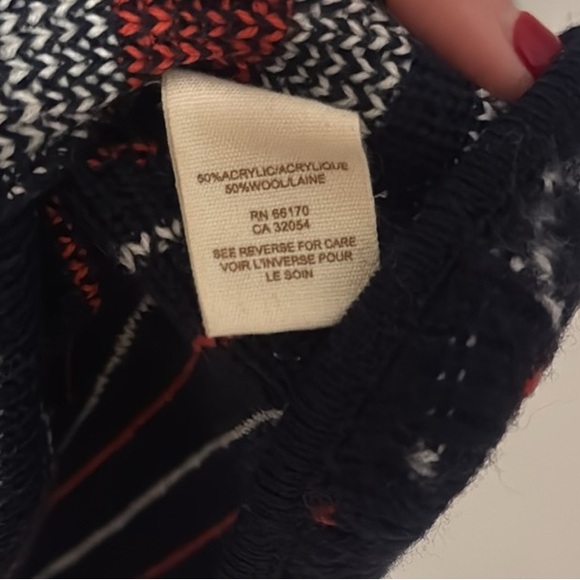 Free People Wool Blend Hooded Sweater Cardigan Coat Fair Isle Nordic L - Picture 5 of 7